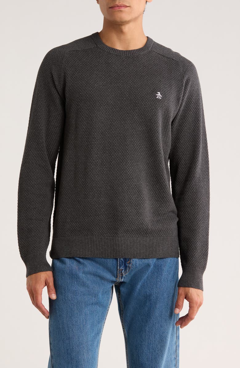 Original Penguin Bubble Stitch Crewneck Sweater, Main, color, Charcoal Heather