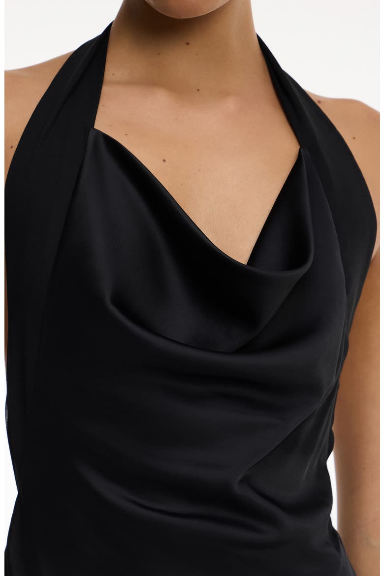 Devlyn Cowl Halter Neck Open Back Gown, Alternate, color, BLACK