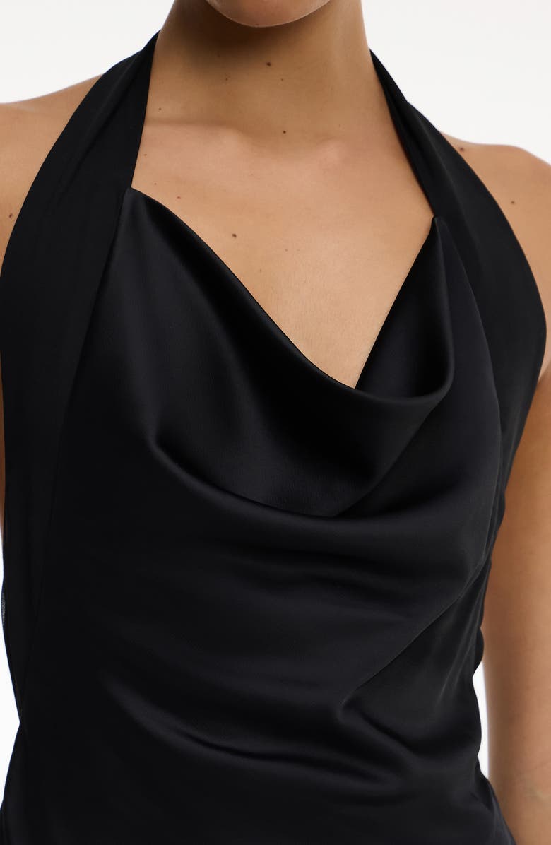 Significant Other Devlyn Cowl Halter Neck Open Back Gown, Alternate, color, Black