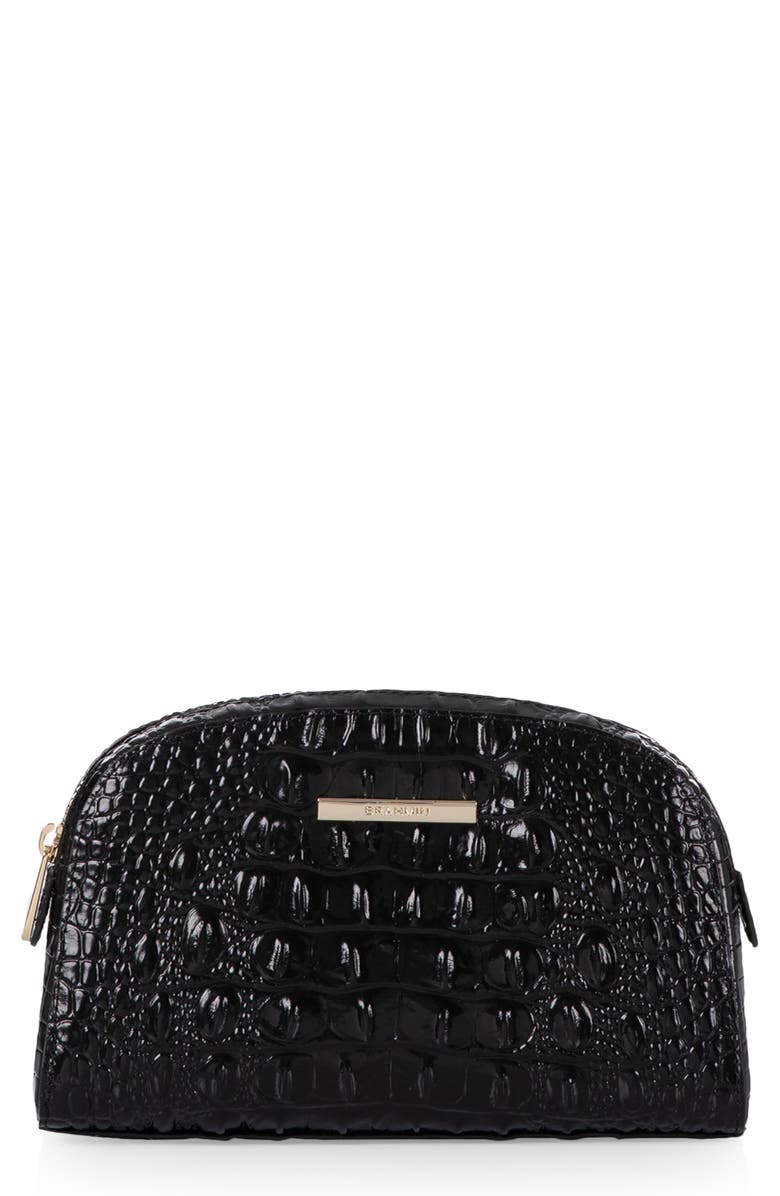 Brahmin Dany Croc Embossed Leather Cosmetics Pouch, Main, color,