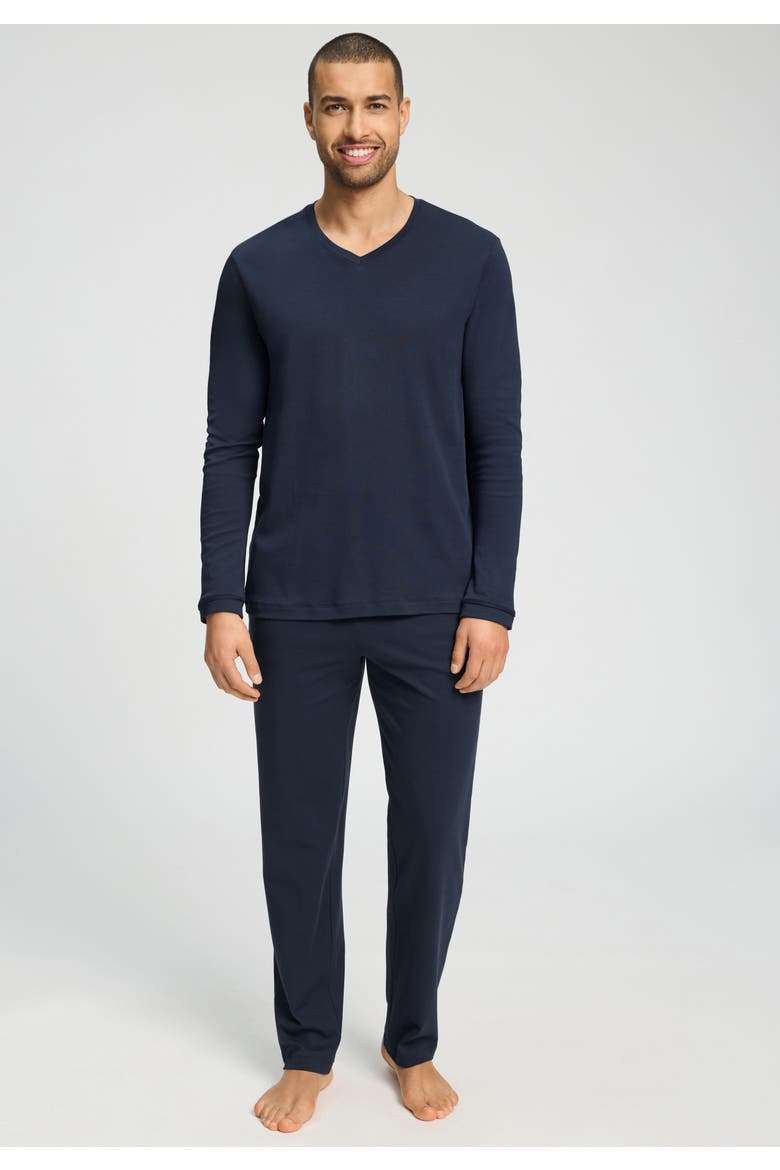 Night & Day Cotton V-Neck Pajama Set, Alternate, color, Deep Navy