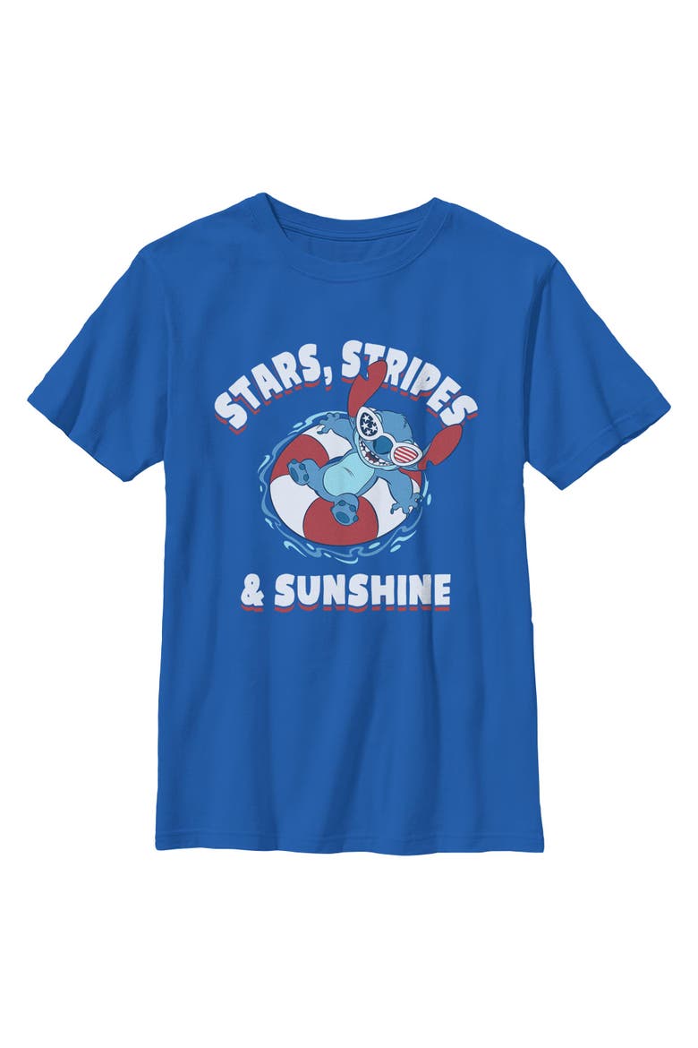 Boy's Lilo & Stitch Stars Stripes and Sunshine  Graphic T-Shirt, Main, color, Royal Blue