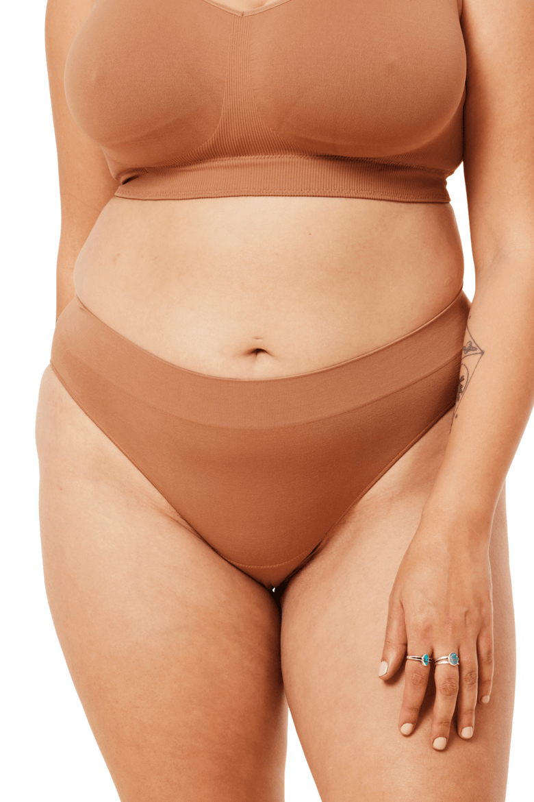 Basic Seamless Bikini Brief, Alternate, color, Clay