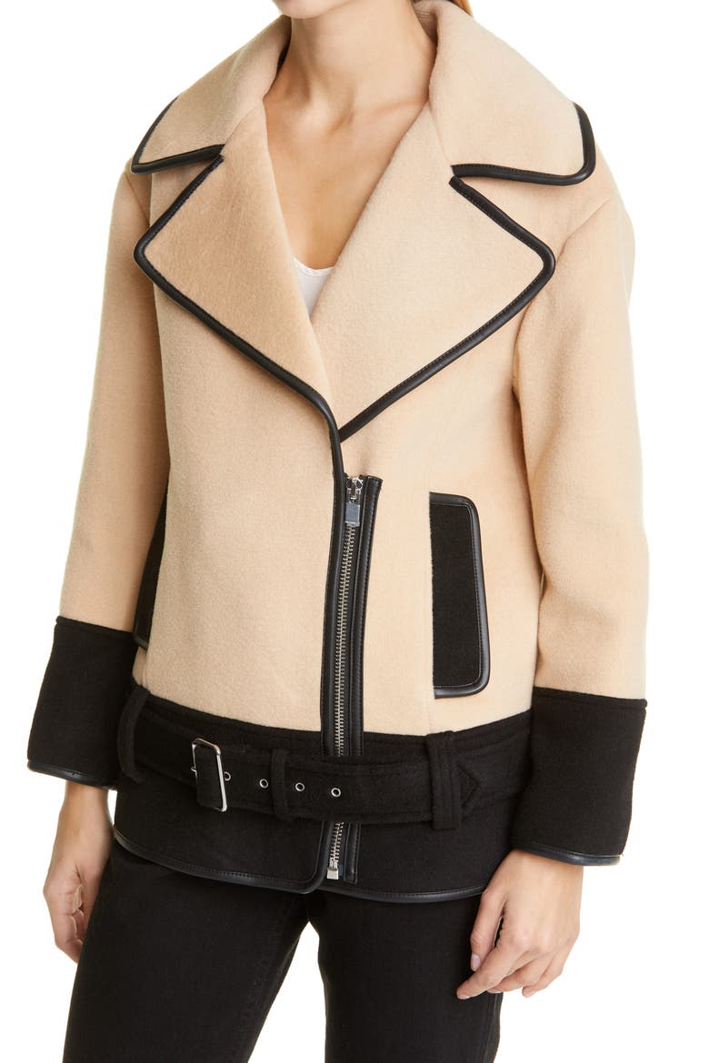 Rismah Wool Blend Faux Fur Collar Coat, Alternate, color, ICED LATTE