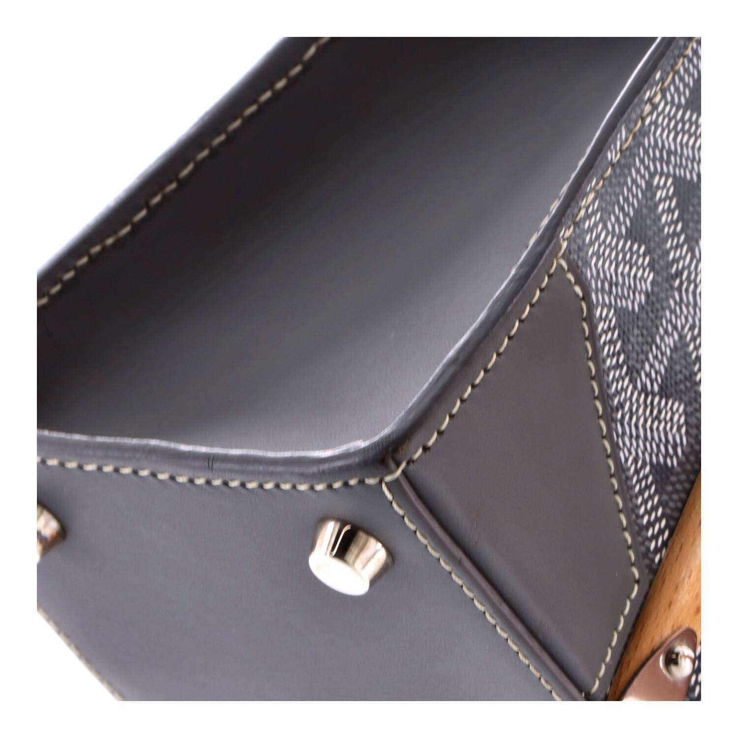 Structured Saigon Top Handle Bag Coated Canvas with Leather Mini, Alternate, color, Gray