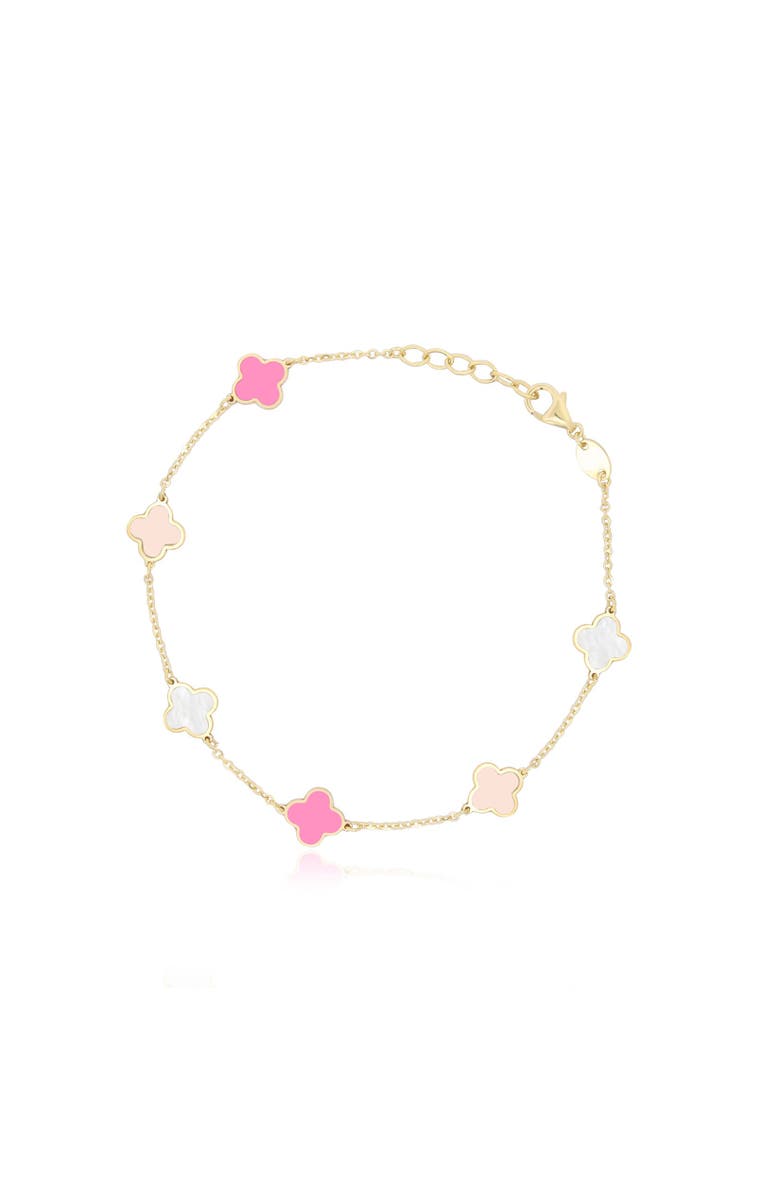 The Lovery Fine Jewelry Mini Pink Mixed Clover Bracelet, Main, color, Pink Mixed