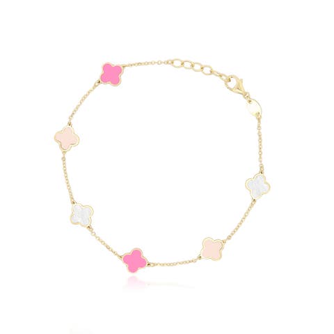 Mini Pink Mixed Clover Bracelet
