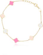 The Lovery Fine Jewelry Mini Pink Mixed Clover Bracelet
