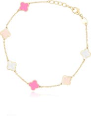 The Lovery Fine Jewelry Mini Pink Mixed Clover Bracelet