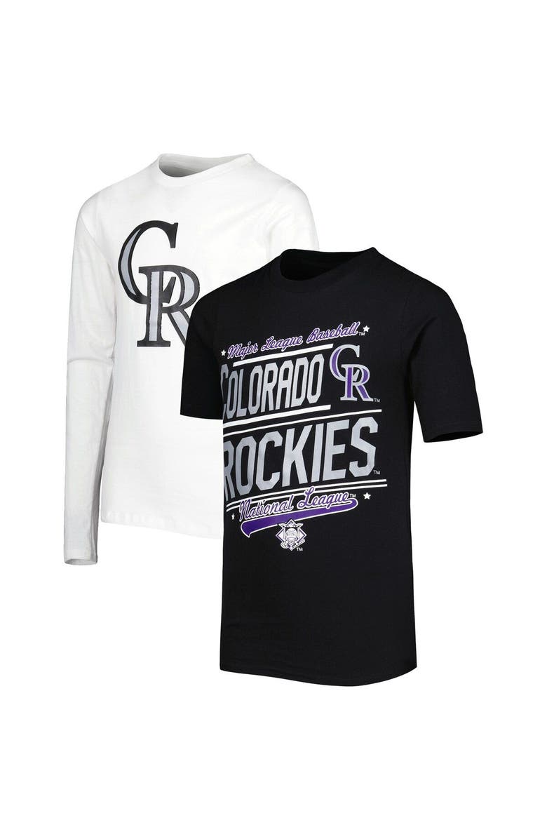 STITCHES Youth Stitches Black/White Colorado Rockies Combo T-Shirt Set, Main, color, 