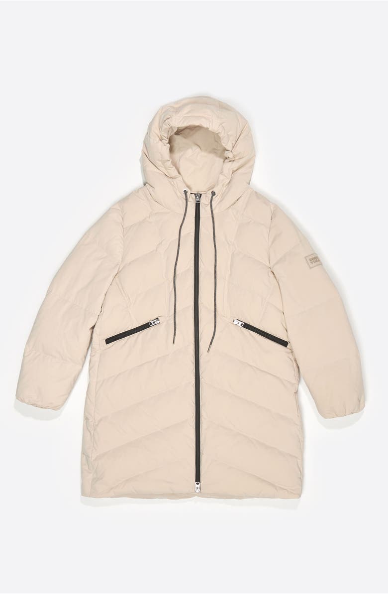 Bimba y Lola Fur Straight Cut Hooded Puffer, Alternate, color, Ivory