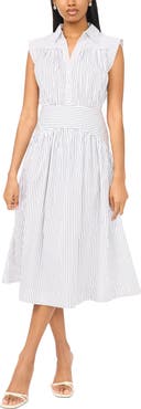 Parker Sleeveless Cotton Poplin Fit & Flare Shirtdress