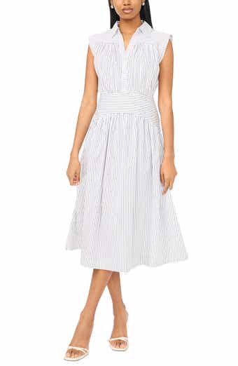 Parker Sleeveless Cotton Poplin Fit & Flare Shirtdress