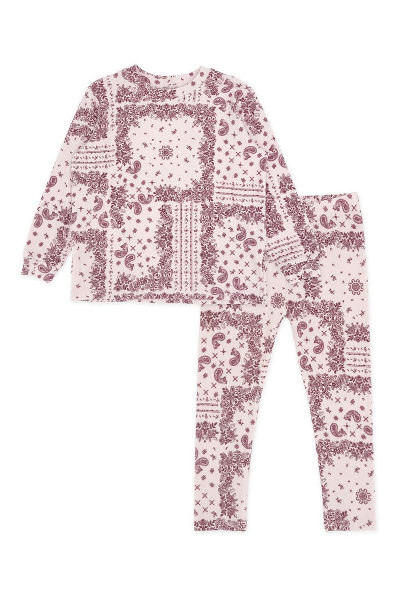 Ava Bandana Hacci Long Sleeve Top & Leggings Set, Main, color, PINK MARSHMALLOW