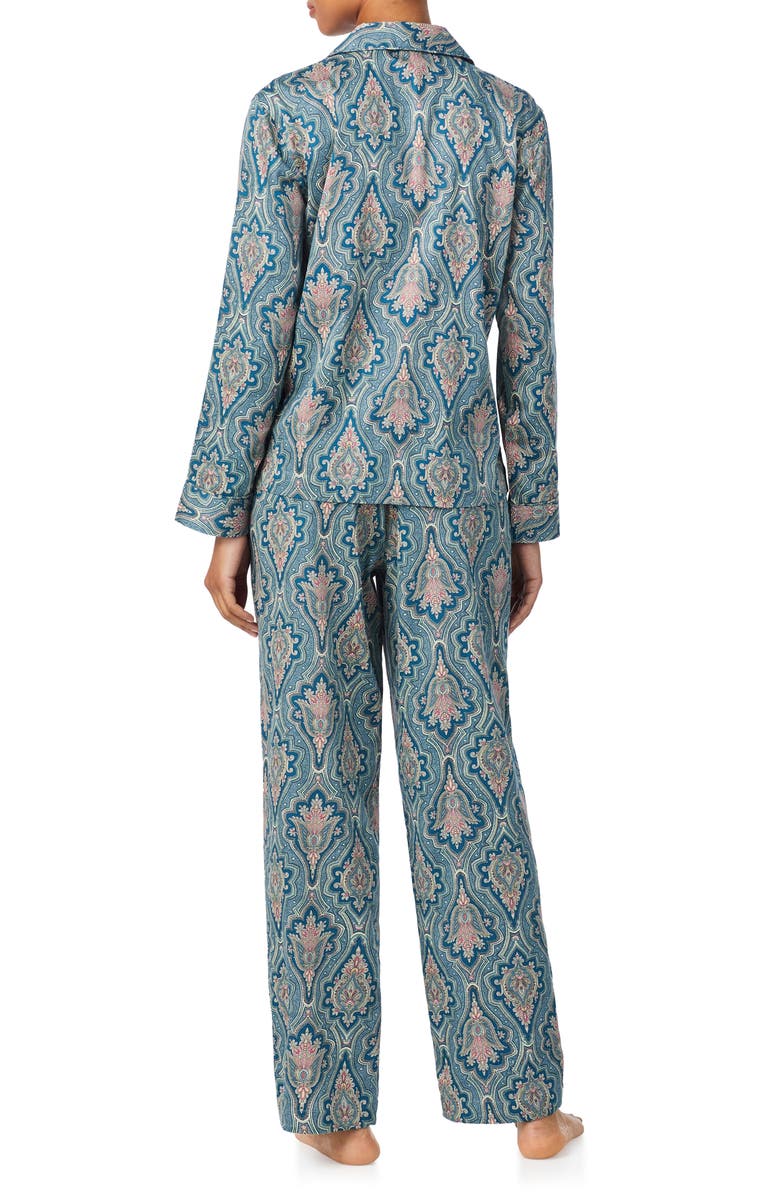 Lauren Ralph Lauren Print Cotton Blend Pajamas, Alternate, color, Blue/ Turquoise