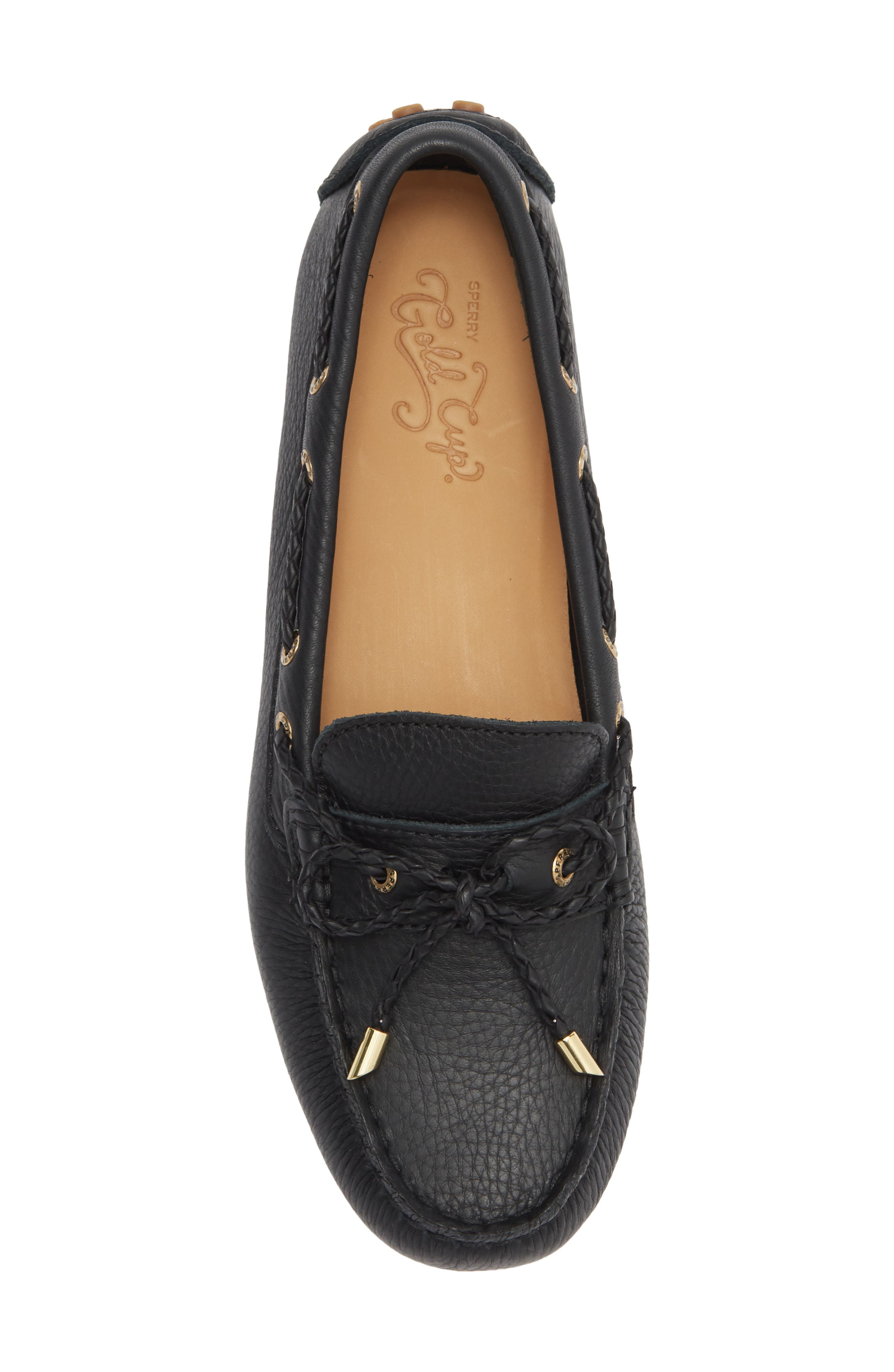 Gold Driver Leather Loafer, Alternate, color, BLACK