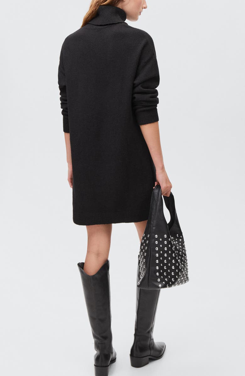 MANGO TEEN Turtleneck Long Sleeve Sweater Dress, Alternate, color, Black