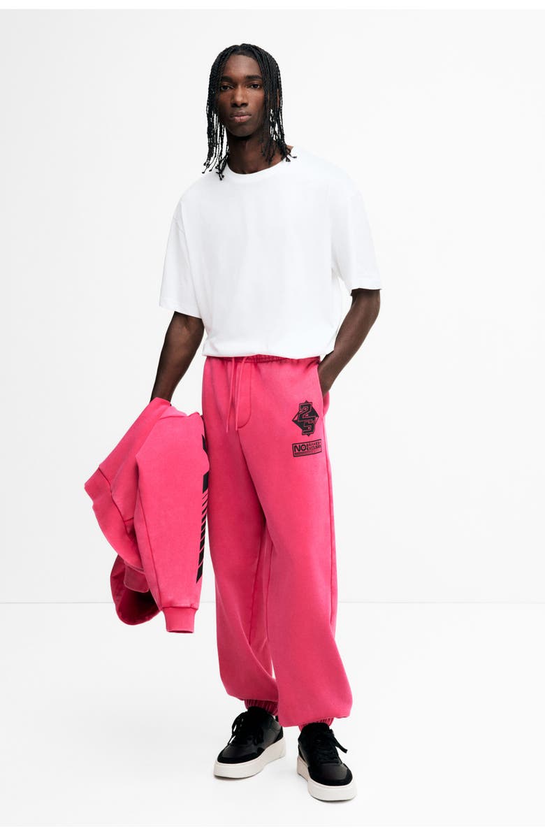 H&M Relaxed Fit Print-motif Sweatpants, Alternate, color, Cerise