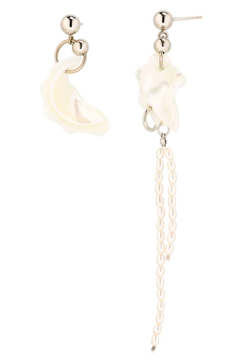 Alba Mismatched Seashell Earrings, Main, color, PALLADIUM