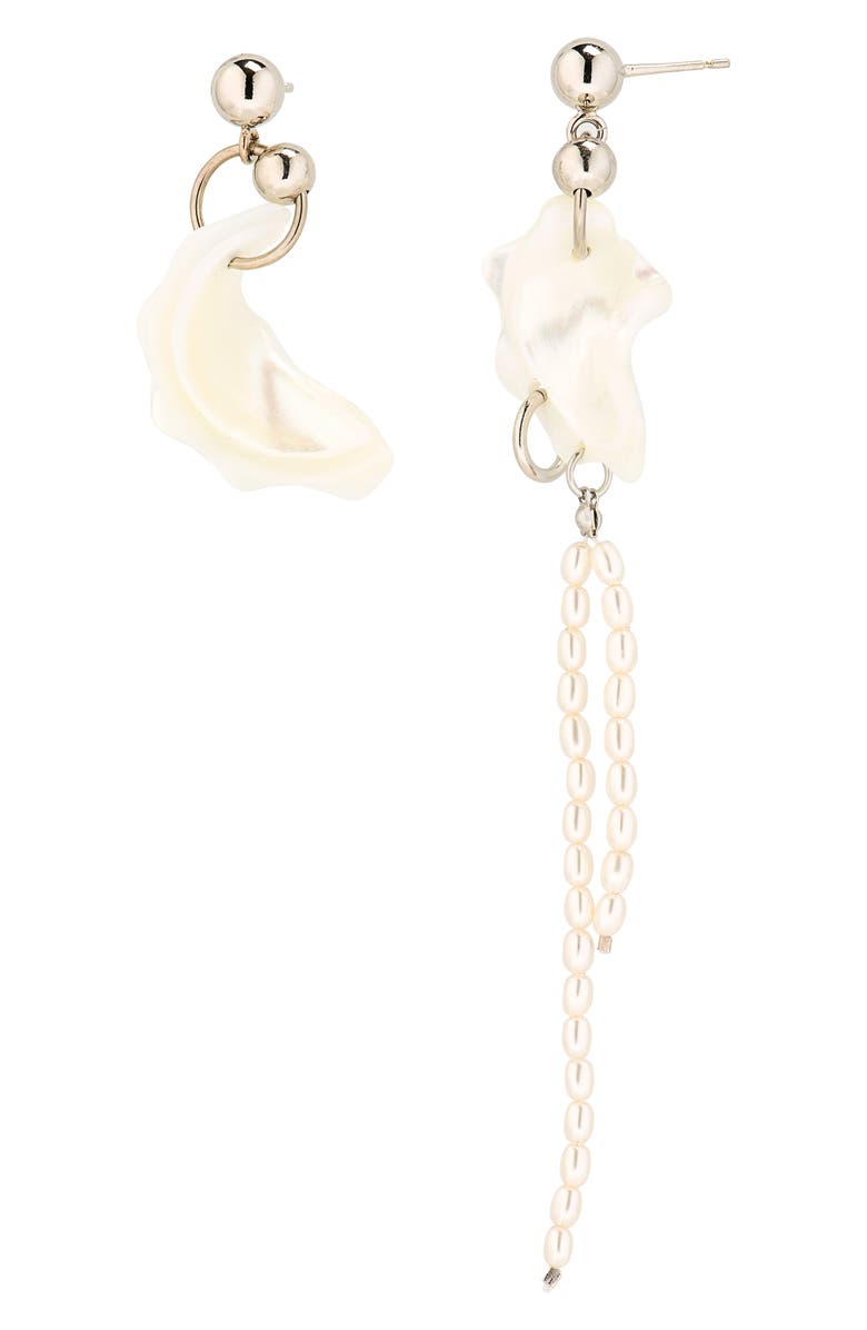 Justine Clenquet Alba Mismatched Seashell Earrings, Main, color, Palladium