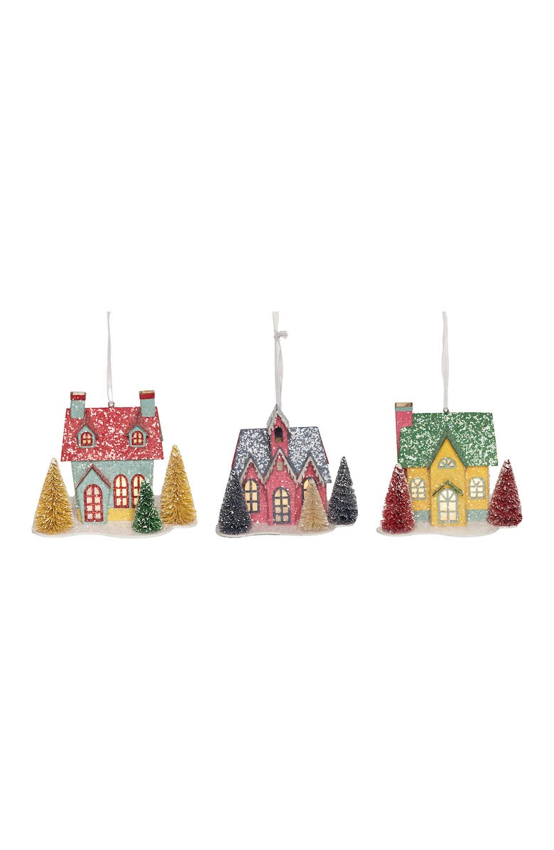 carol & frank Boho Christmas Houses Ornament Set of 3, Main, color, Green