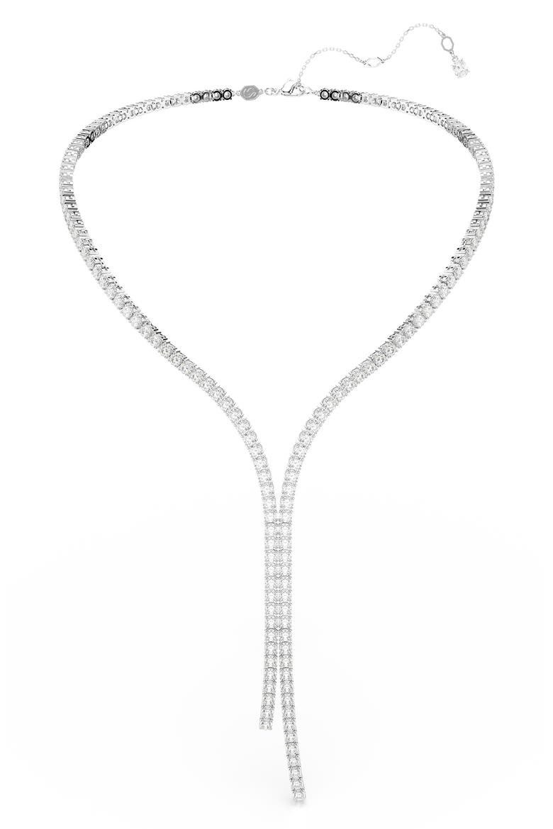Matrix Crystal Tennis Y-Necklace, Alternate, color, WHITE/ SILVER