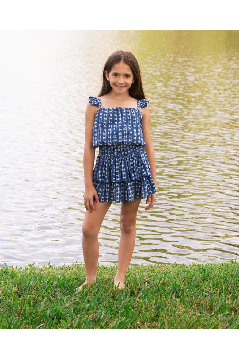 Bryn Bubble Top & Tiered Skirt Set (Toddler, Little Kids, Big Kid)), Alternate, color, Denim Tides