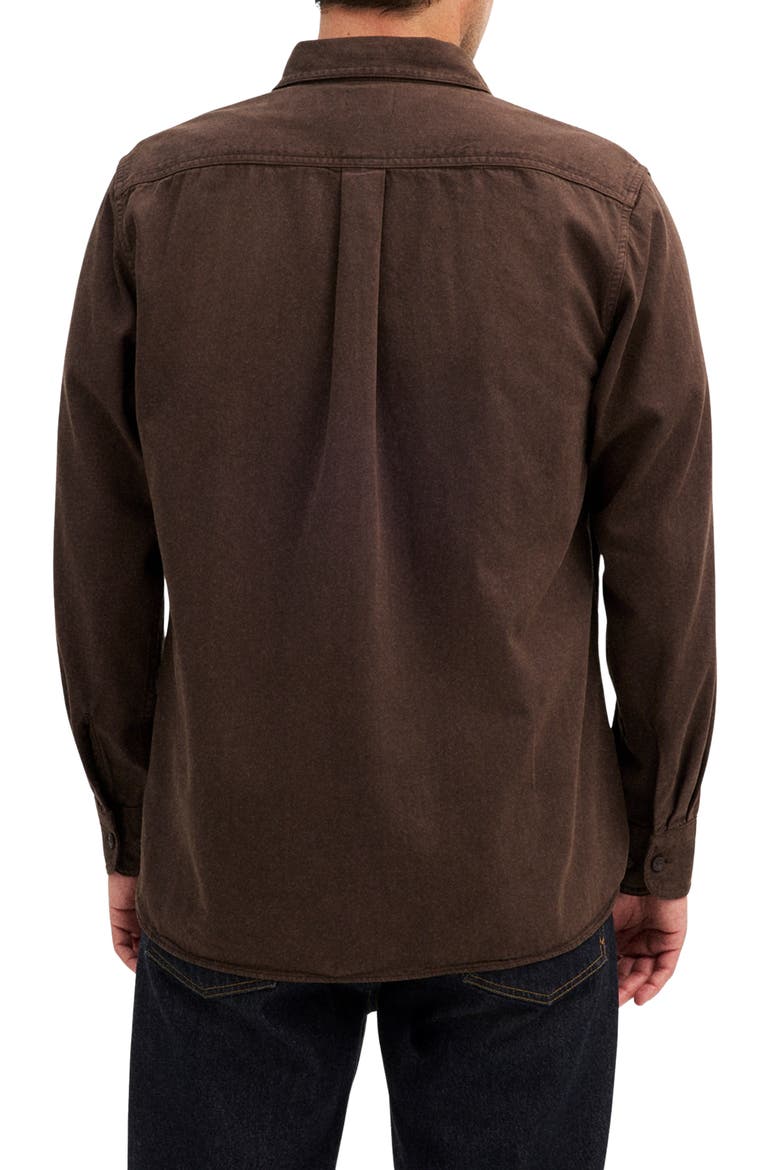 Cotton Button-Up Work Shirt, Alternate, color, DARK COCOA
