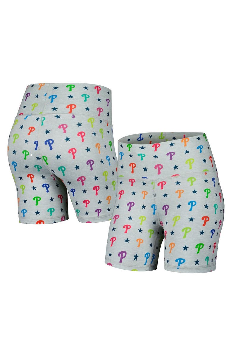 Terez Women's Terez Gray Philadelphia Phillies TLC Rainbow Shorts, Main, color, Gray