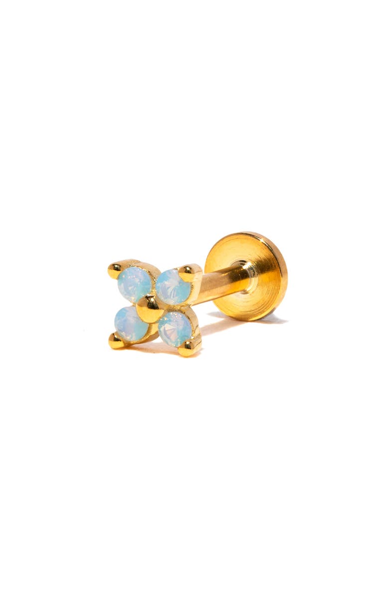 Girls Crew Blue Blossom Single Flat Back Stud Earring, Alternate, color, Gold