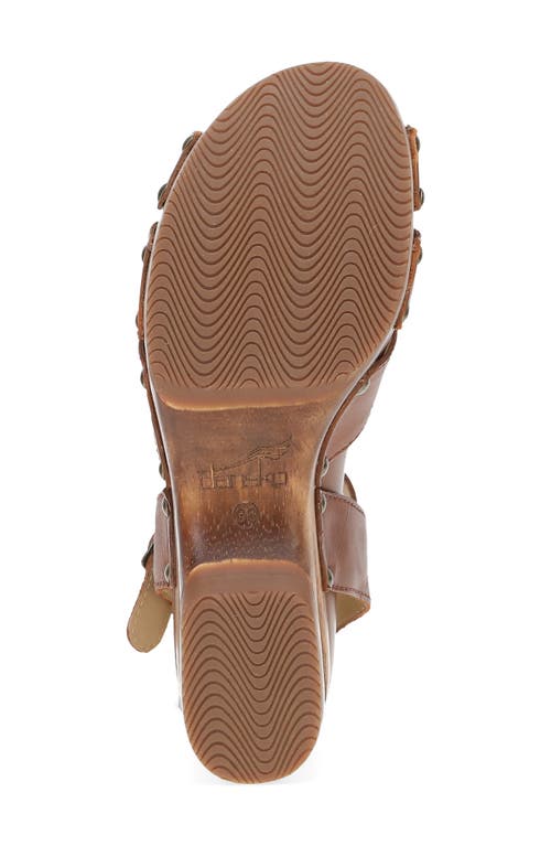 Dansko Alanna Ankle Strap Platform Wedge Sandal In Tan Calf
