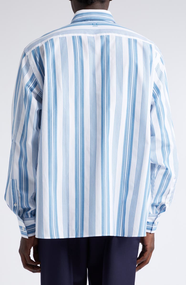 Acne Studios Gender Inclusive Stripe Face Patch Button-Up Shirt, Alternate, color,