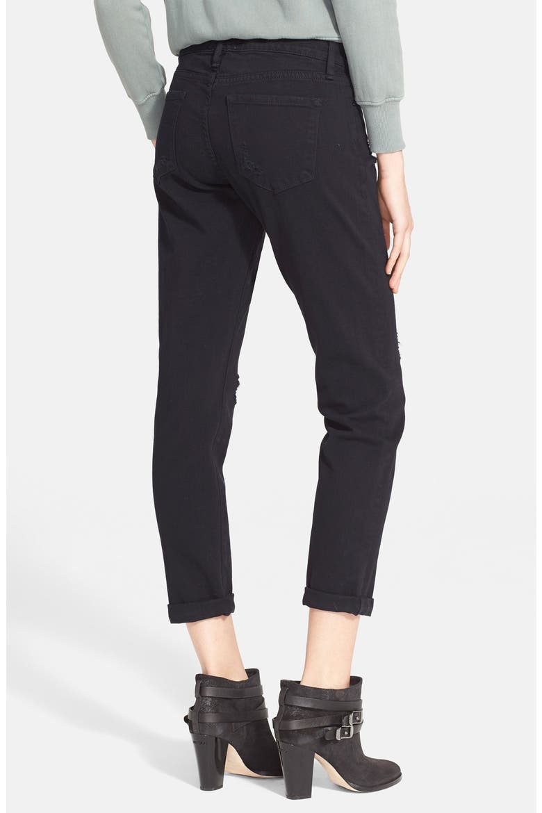 Denim 'Le Garcon' Destroyed Slim Boyfriend Jeans, Alternate, color, RIPPED NOIR