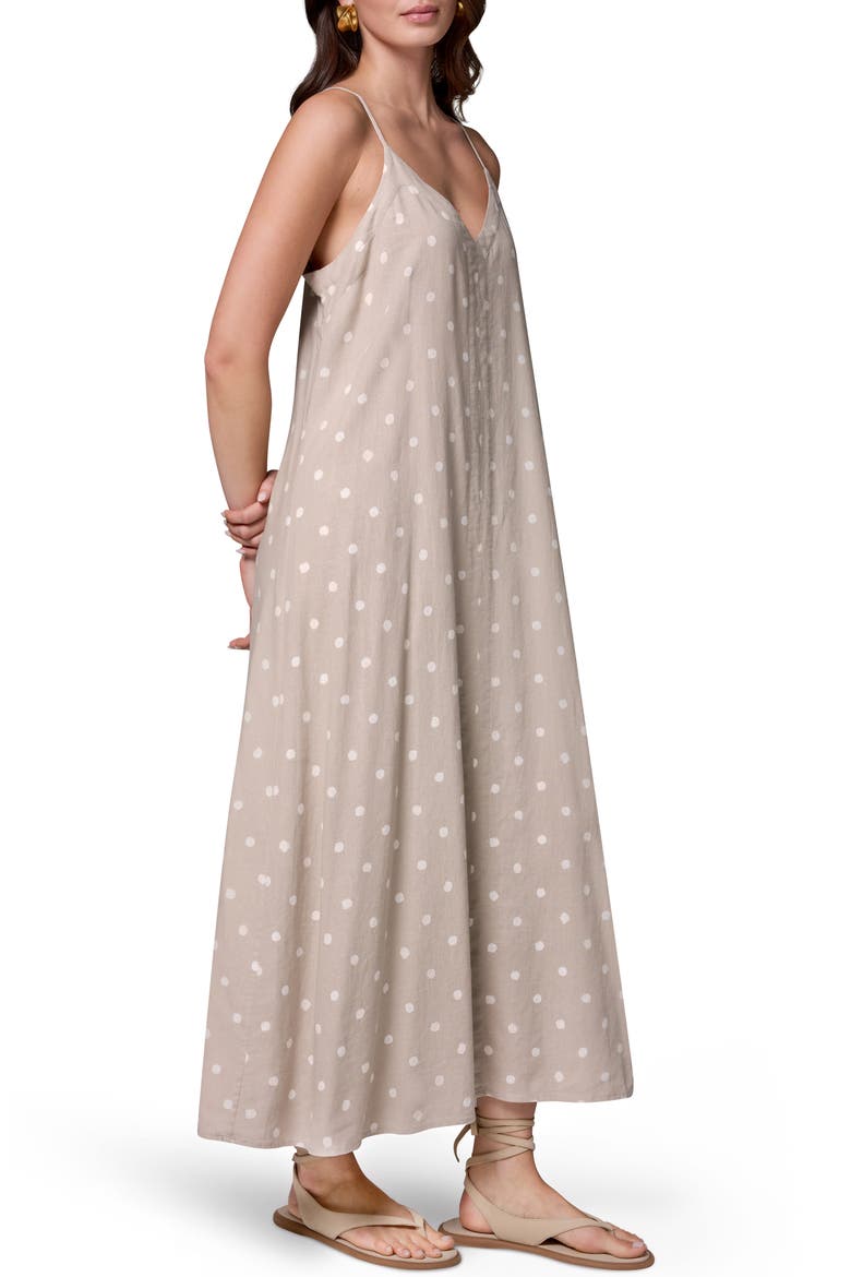 Polka Dot Linen Blend Dress, Alternate, color, SANDSTONE DI