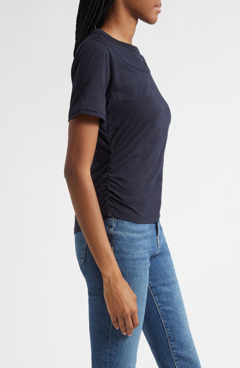 Veronica Beard Damian Ruched Double Collar T-Shirt, Alternate, color, Navy