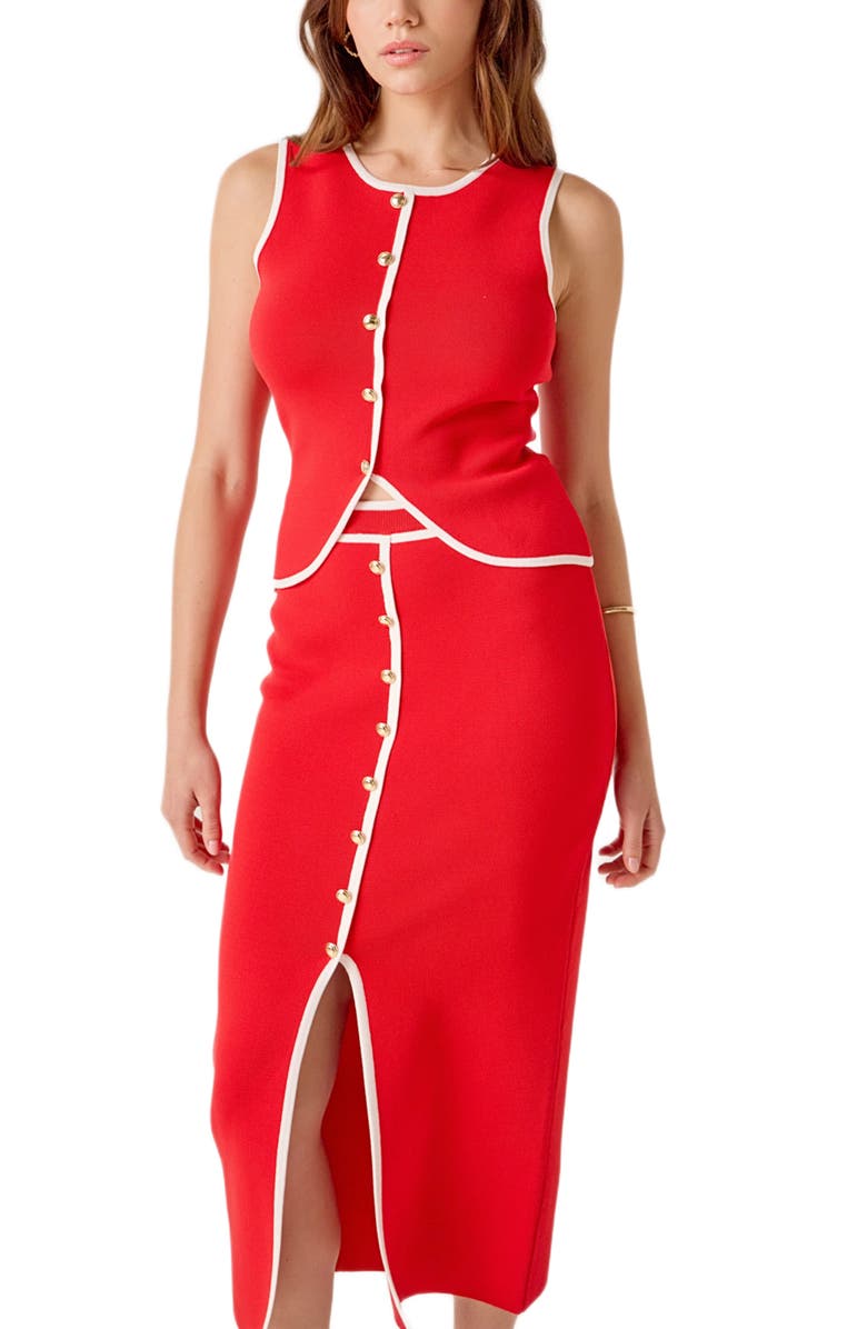 MARSY Contrast Knit Vest, Alternate, color, Red/ Ivory