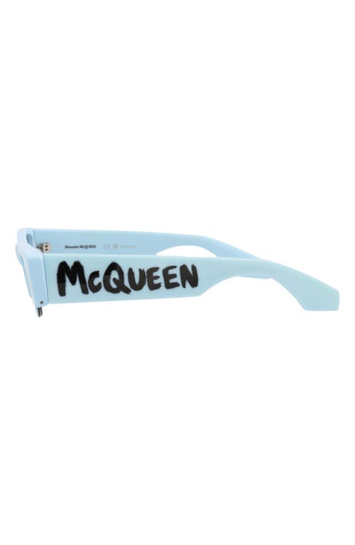 Alexander Mcqueen Mcqueen 54mm Half Rim Rectangular Sunglasses In Blue