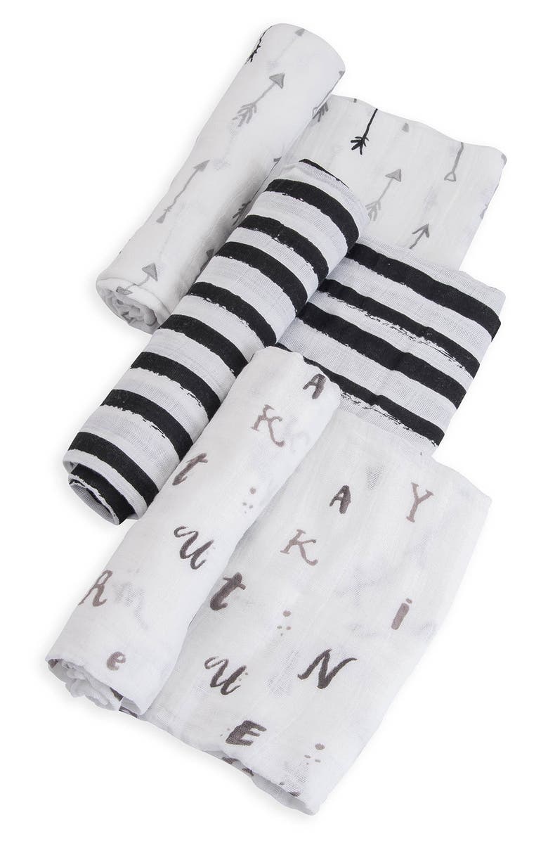 little unicorn 3-Pack Cotton Muslin Blankets, Alternate, color, 