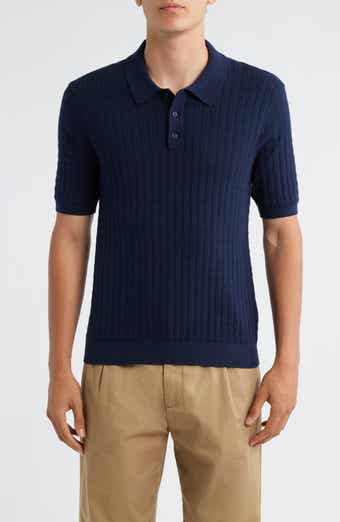 Wax London Naples Diamond Stitch Cotton & Cashmere Polo Sweater