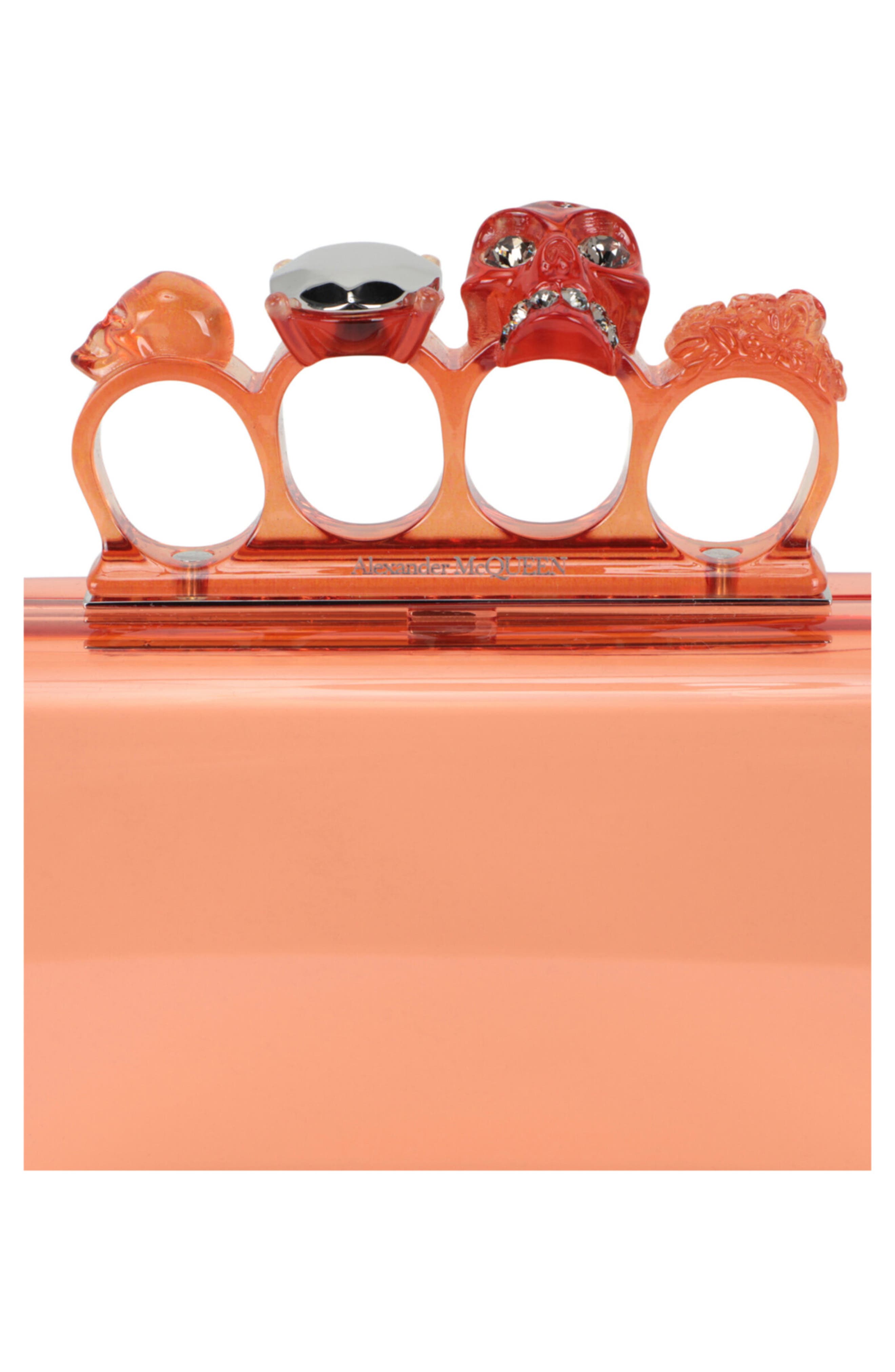 Alexander McQueen Puma Skull Four Ring Clutch, Alternate, color, Apricot