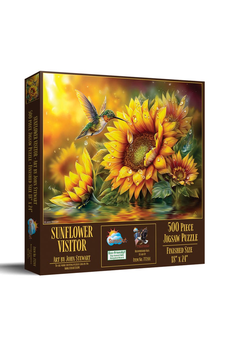 Sunsout Sunflower Visitor 500 piece Jigsaw Puzzle for Adults, Main, color, Multicolor