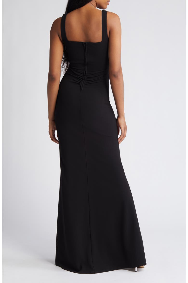 Corset Sleeveless Ruched Gown, Alternate, color, BLACK