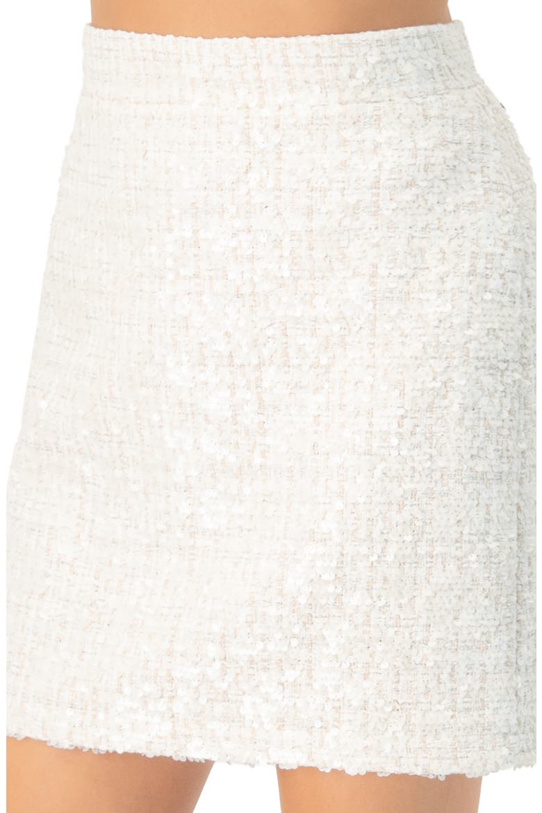 Boucle Mini Skirt With Sequin Details, Alternate, color, Ivory