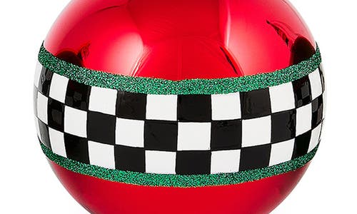 Mackenzie-childs Mackenzie Childs Set Of 4 Check It Out Santa Glass Ball Ornaments In Multi