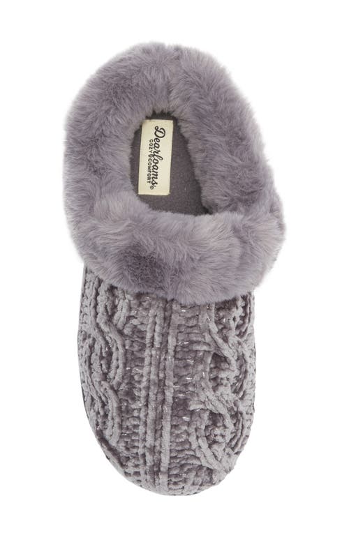 R.g. Barry Chenille Witj Faux Fur Collar Clog Slipper In Gray