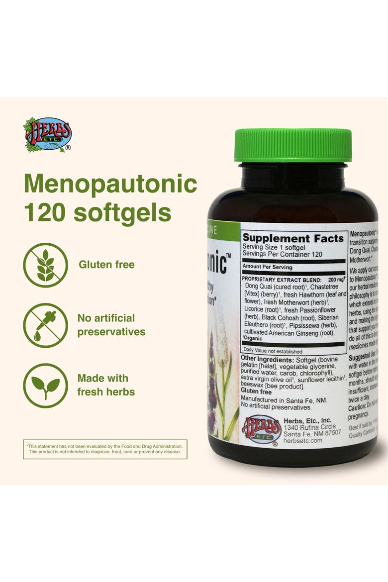 Menopautonic Softgels - Essential Supplement for Women - Hormonal Transition Support Supplement - Offers Menopausal Support with Dong Quai & Motherwort - 120 Softgels, Alternate, color, No Color