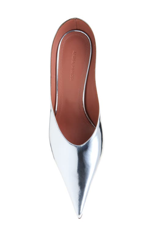 Amina Muaddi Anok Pointed Toe Mule In Silver