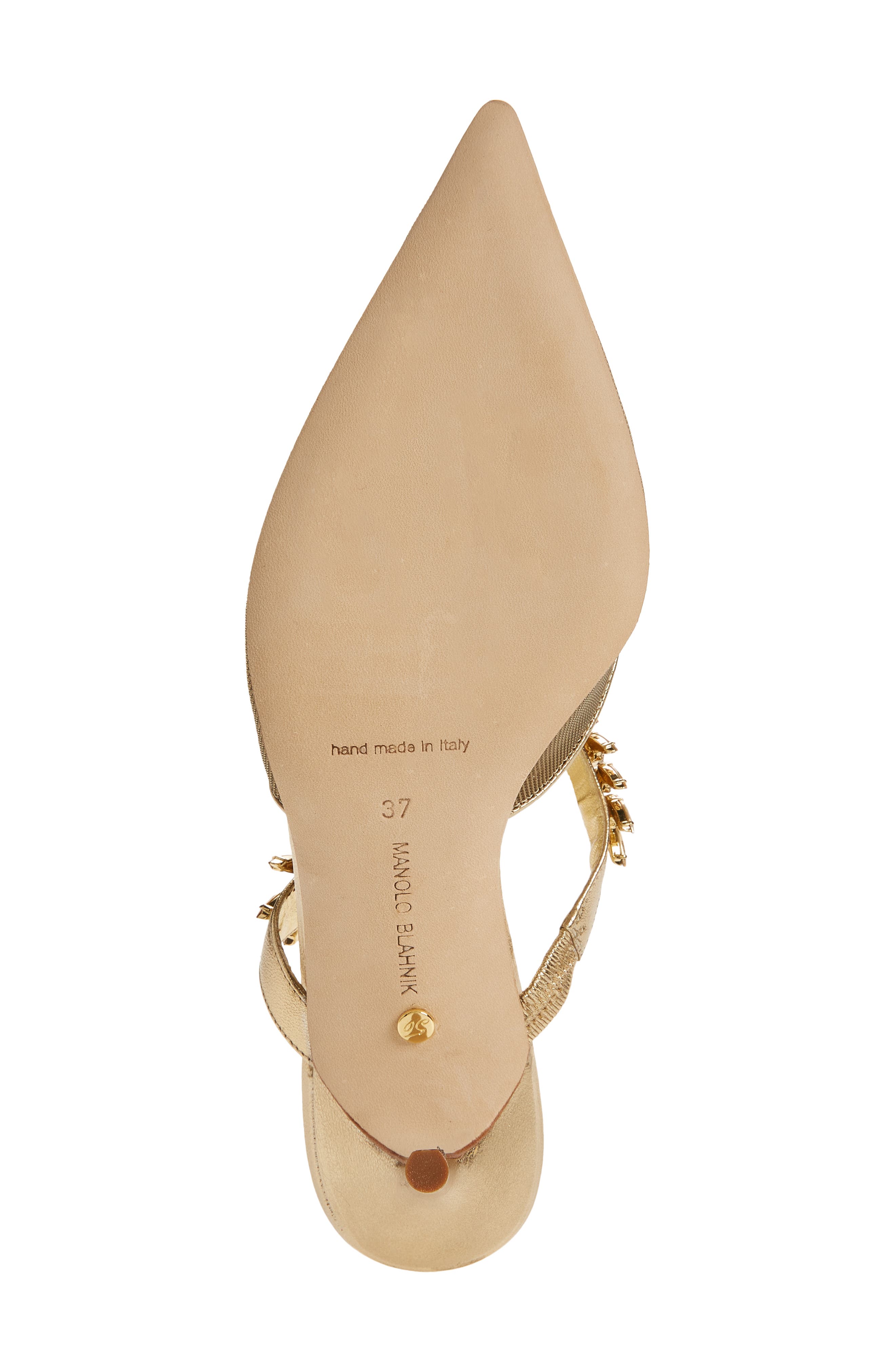 Manolo Blahnik Lurum Crystal Leaf Pointed Toe Mule, Alternate, color, 