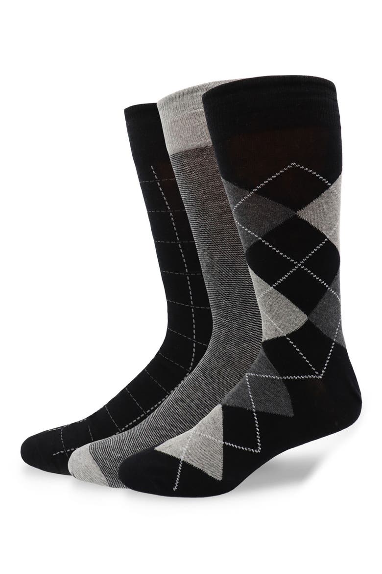 6-Pack Assorted Cotton Blend Dress Socks, Alternate, color, BLACK