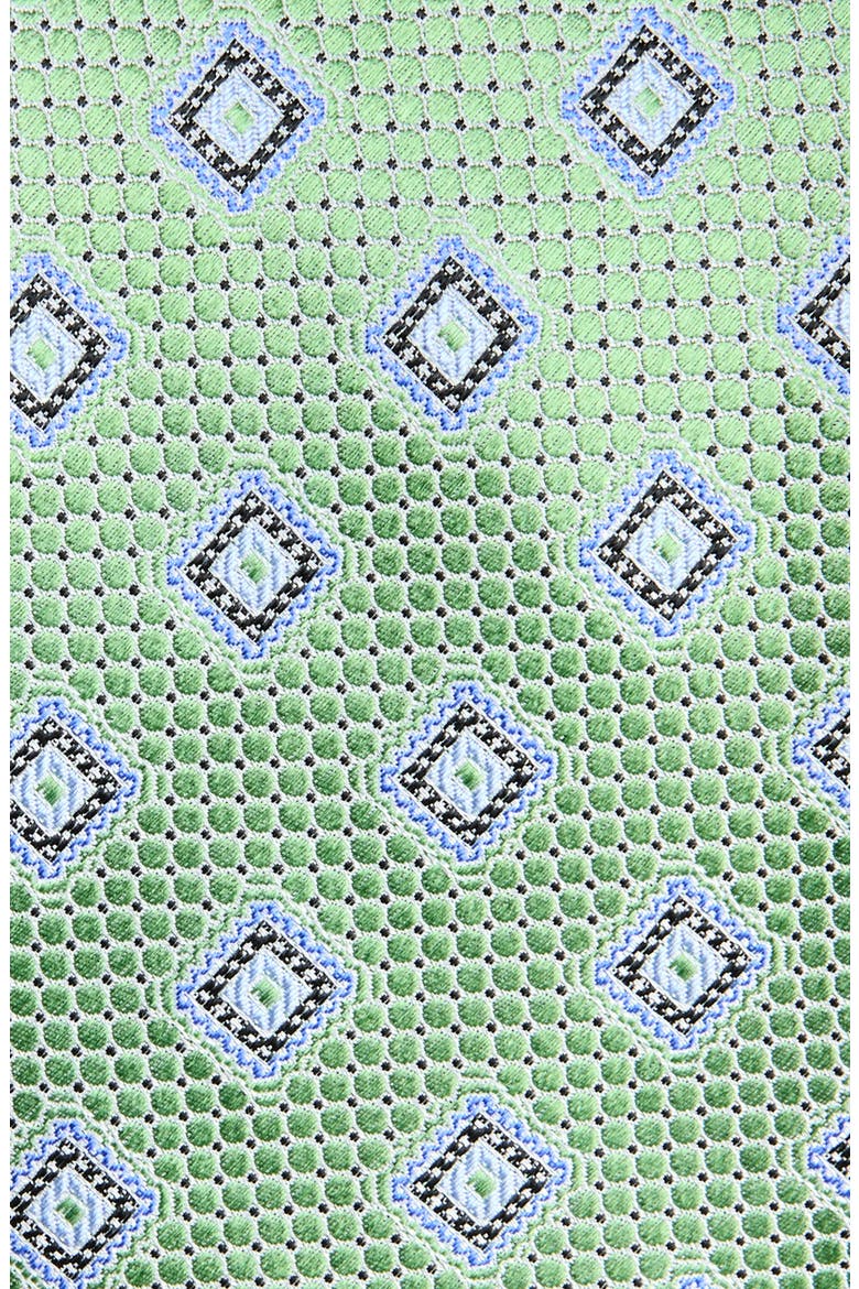 Geometric Silk Tie, Alternate, color, GREEN